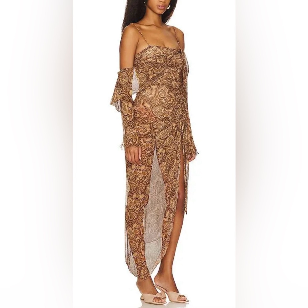 Camila Coelho Willow Brown Paisley Midi Dress
